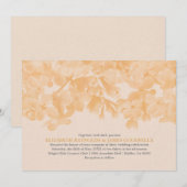 Peach Floral Wedding Invitations Kaart (Voorkant / Achterkant)