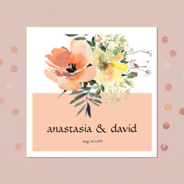 Peach Floral Wedding Napkins Servet