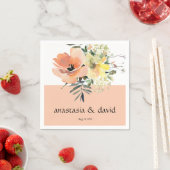 Peach Floral Wedding Napkins Servet (Insitu)