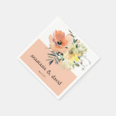 Peach Floral Wedding Napkins Servet (Hoek)