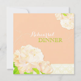 Peach Floral Wedding Rehearsal Dinner Kaart