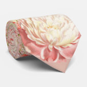 Peach Floral Wedding Stropdas (Opgerold)