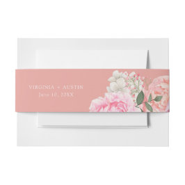 Peach Floral Wedding Uitnodigingen Wikkel