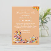 Peach Floral Whimsical Tea Vrijgezellenfeest Kaart (Staand voorkant)