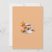 Peach Floral Whimsical Tea Vrijgezellenfeest Kaart (Achterkant)