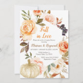 Peach Floral White Glitter Pumpkin Couples Shower  Kaart (Voorkant)