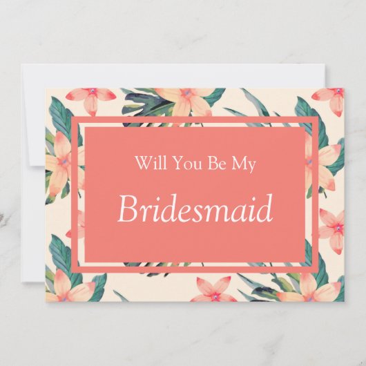 Peach Floral zal je mijn bruidsmeisje voorstel Kaart (Voorkant)