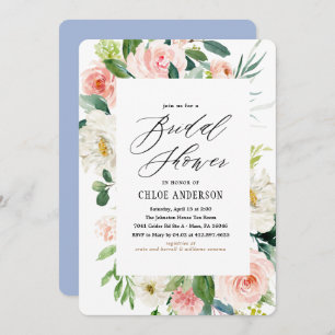 Peach Florals Bridal Shower Uitnodiging