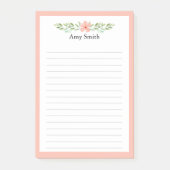 Peach Florals gepersonaliseerde voering Post-it® Notes (Voorkant)