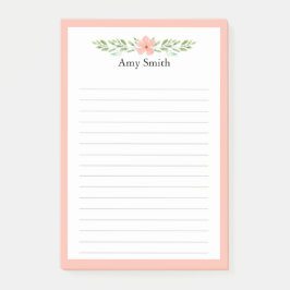 Peach Florals gepersonaliseerde voering Post-it® Notes