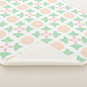 Peach florals & mint green leaves sherpa deken (3/4)