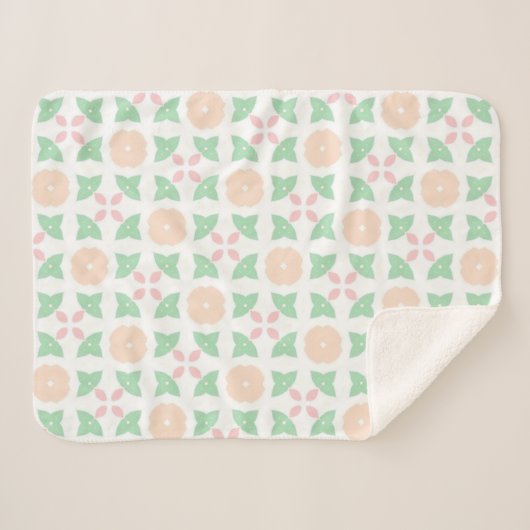 Peach florals & mint green leaves sherpa deken (Voorkant (horizontaal))
