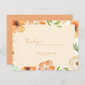 Peach Florals Romantic Garden Wedding Thank You Briefkaart (Voorkant / Achterkant)