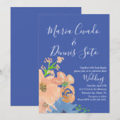 Peach Florals Script Wedding Bold Waterverf Kaart (Voorkant / Achterkant)