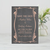 Peach Flourish Chalkboard Save the Date Invite (Staand voorkant)