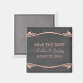 Peach Flourish Chalkboard Save the Date Magnet (Voorkant / Achterkant)