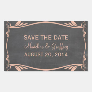 Peach Flourish Chalkboard Save the Date Stickers