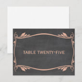 Peach Flourish Chalkboard Table Number Briefkaart (Voorkant / Achterkant)