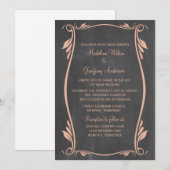 Peach Flourish Chalkboard Wedding Invite Kaart (Voorkant / Achterkant)