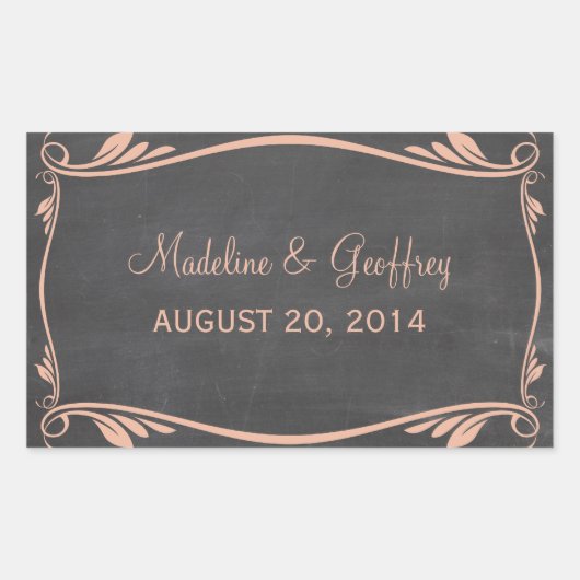 Peach Flourish Chalkboard Wedding Stickers (Voorkant)