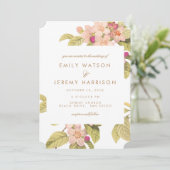 Peach  Flower Blossom Wedding Invitation Kaart (Staand voorkant)
