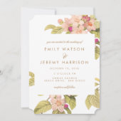 Peach  Flower Blossom Wedding Invitation Kaart (Voorkant)