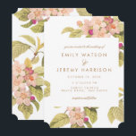 Peach  Flower Blossom Wedding Invitation Kaart<br><div class="desc">Peach  Flower Blossom Wedding Invitation. Deze uitnodiging is zacht en  en heeft een antiek florale achtergrond met een stijlvolle grijze tekst die het zacht,  maar zeer modern maakt.  bloemen. Peach roze</div>