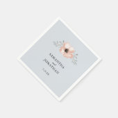 Peach Flower Dusty Blue Wedding Servet (Hoek)