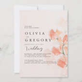 Peach Flower Simple Elegant Wedding Kaart (Voorkant)