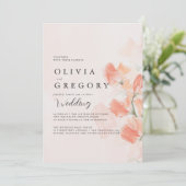 Peach Flower Simple Elegant Wedding Kaart (Staand voorkant)