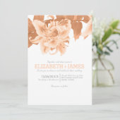 Peach Flower Wedding-uitnodigingen Kaart (Staand voorkant)