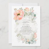 Peach Flowers and Greenery Elegant Girls Baptism Kaart (Voorkant)