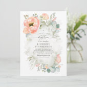 Peach Flowers and Greenery Elegant Girls Baptism Kaart (Staand voorkant)
