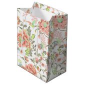 Peach Flowers and Hummingbird Medium Gift Bag Cadeauzakje (Voorkant Gekanteld)