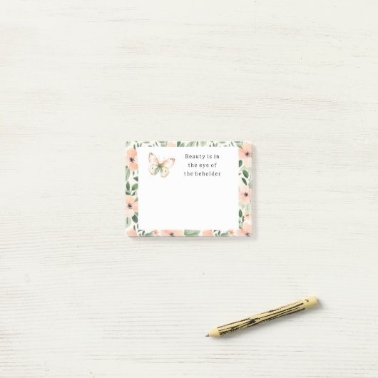 Peach Flowers Beauty Beholder Post-it® Notes (Op bureau)