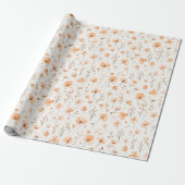 Peach Flowers Birthday Cadeaupapier (Uitgerold)