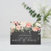 Peach Flowers Chalkboard is mijn eerbetoon Briefkaart (Staand voorkant)