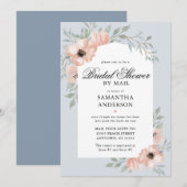 Peach Flowers Dusty Blue Vrijgezellenfeest per pos Kaart (Voorkant / Achterkant)
