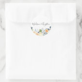 Peach Flowers Elegant Wedding Favor Ronde Sticker (Tas)