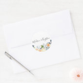 Peach Flowers Elegant Wedding Favor Ronde Sticker (Envelop)