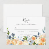 Peach Flowers Elegant Wedding nodigt RSVP uit Kaart (Voorkant / Achterkant)