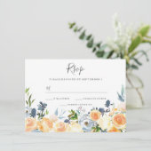 Peach Flowers Elegant Wedding nodigt RSVP uit Kaart (Staand voorkant)