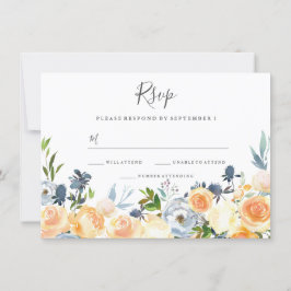 Peach Flowers Elegant Wedding nodigt RSVP uit Kaart
