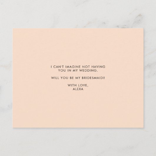 Peach Flowers Gold Foil zal je mijn Bridesmaid zij Uitnodiging Briefkaart (Achterkant)