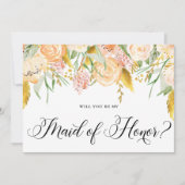 Peach Flowers Gold zal je zijn mijn dienstmeisje Kaart (Voorkant)
