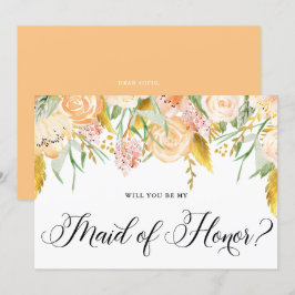 Peach Flowers Gold zal je zijn mijn dienstmeisje Kaart