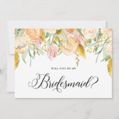 Peach Flowers Gold zal mijn Bridesmaid Kaart zijn (Voorkant)