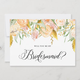 Peach Flowers Gold zal mijn Bridesmaid Kaart zijn