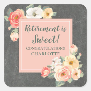 Peach Flowers Retirement Party Favoriet Label