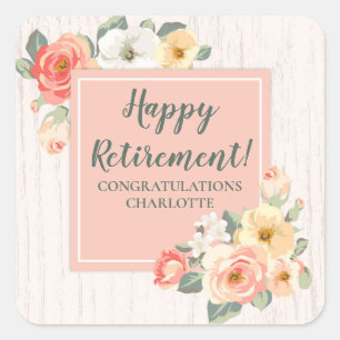 Peach Flowers Retirement Party Favoriet Label